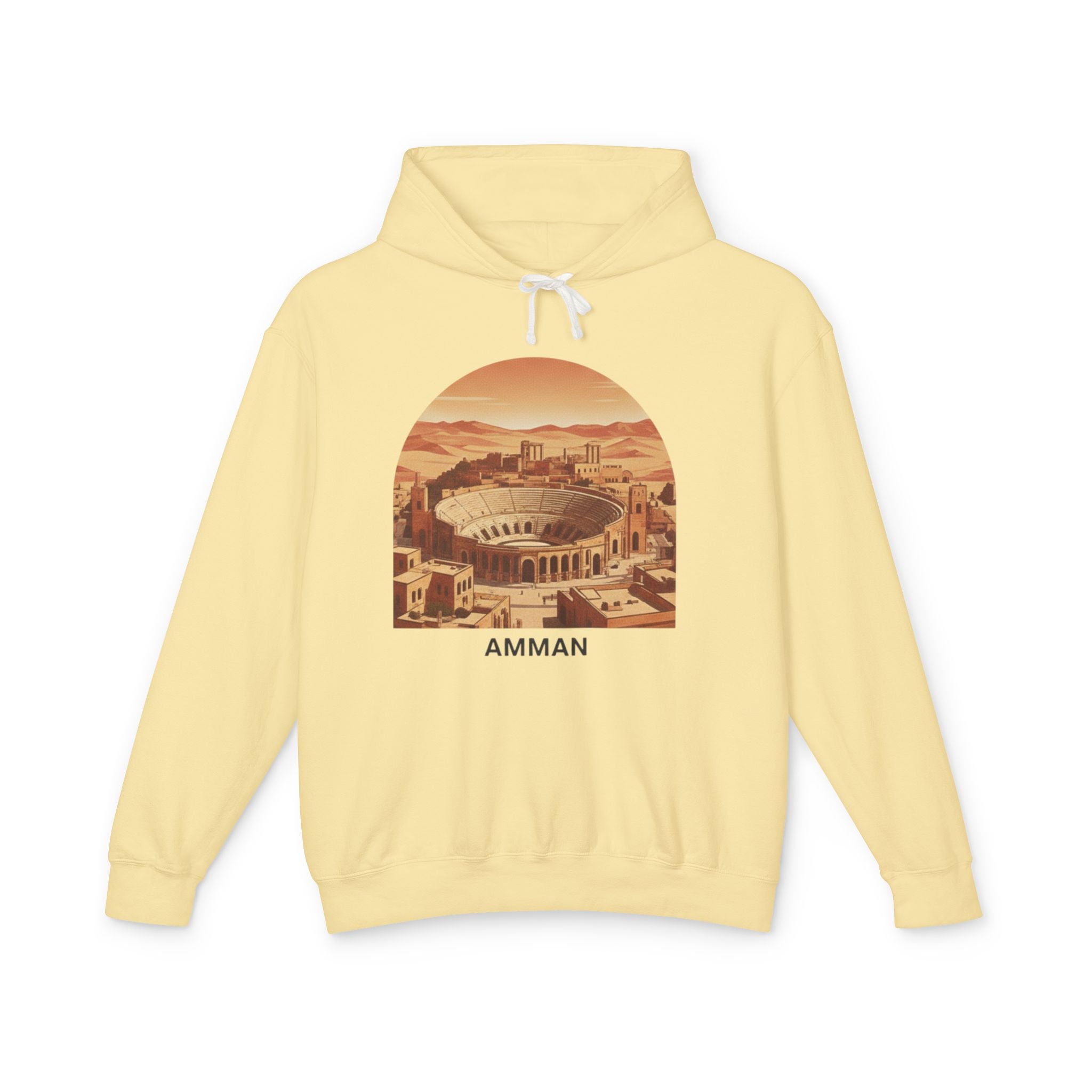 Amman Retro Arch Hoodie — Vintage Jordan Travel Sweatshirt