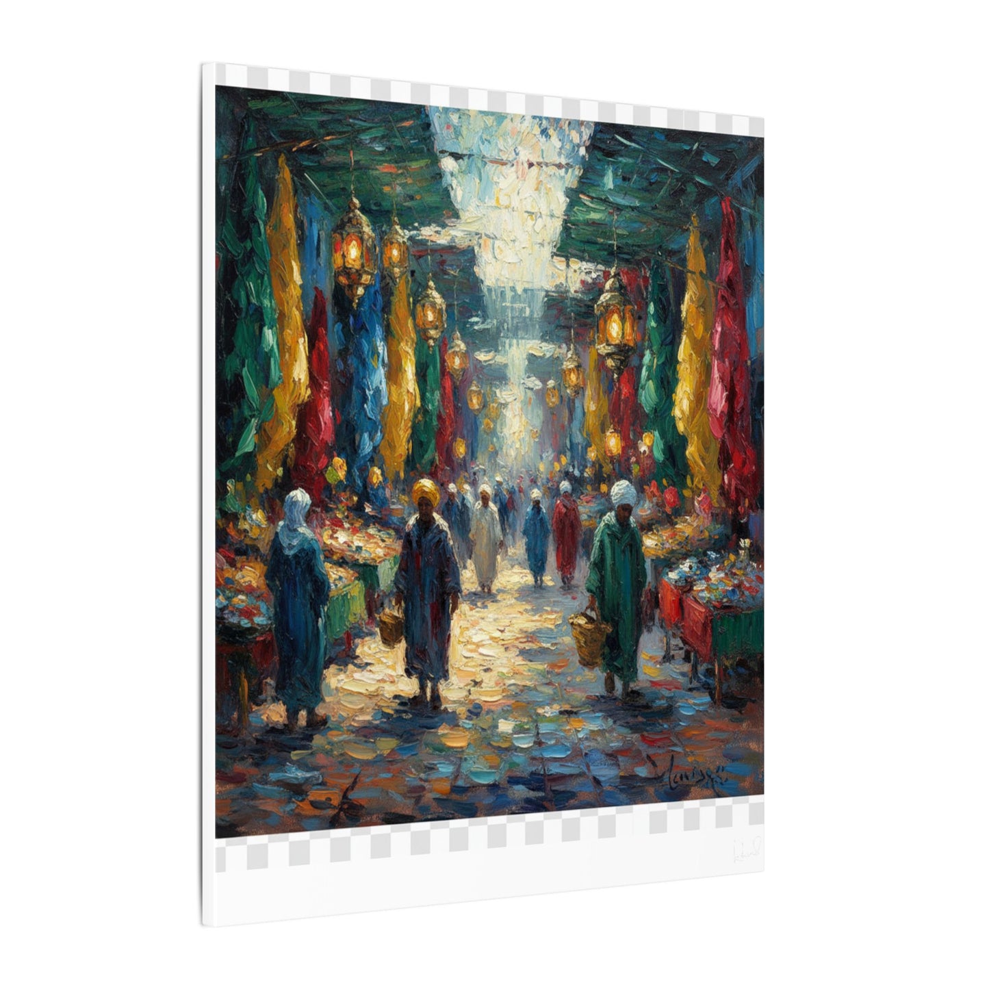 Middle Eastern Market Matte Canvas Wall Art — Colorful Bazaar Street Scene