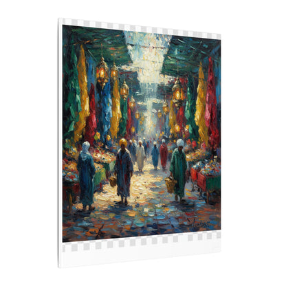 Middle Eastern Market Matte Canvas Wall Art — Colorful Bazaar Street Scene