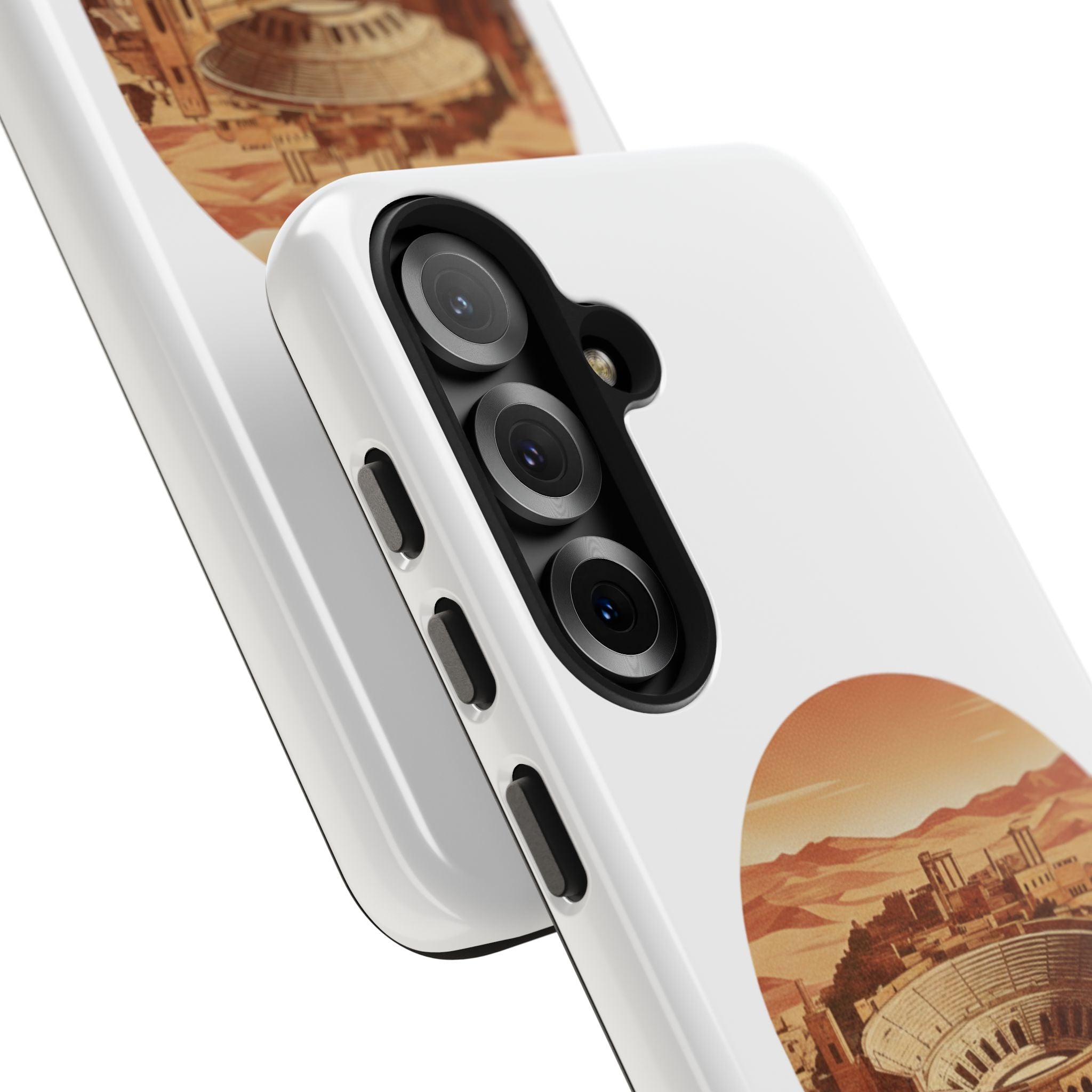 Amman Coliseum Tough Phone Case — Vintage Desert Cityscape Protective Cover