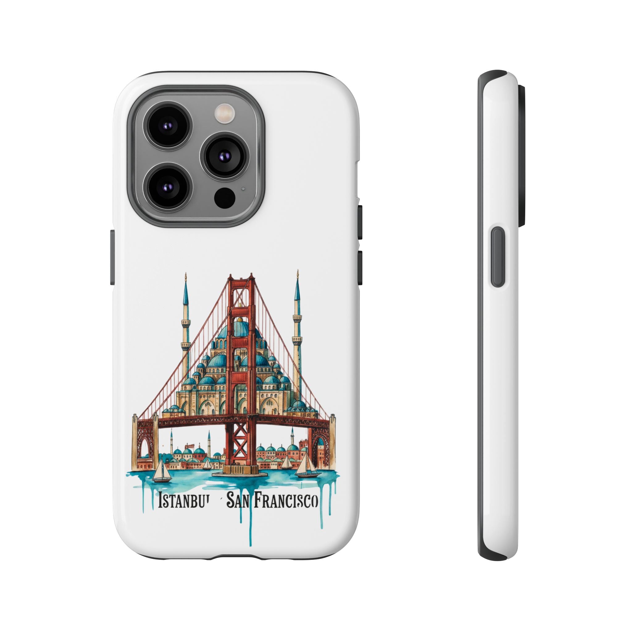 City Bridge Phone Case — Istanbul × San Francisco Illustrated Travel Design