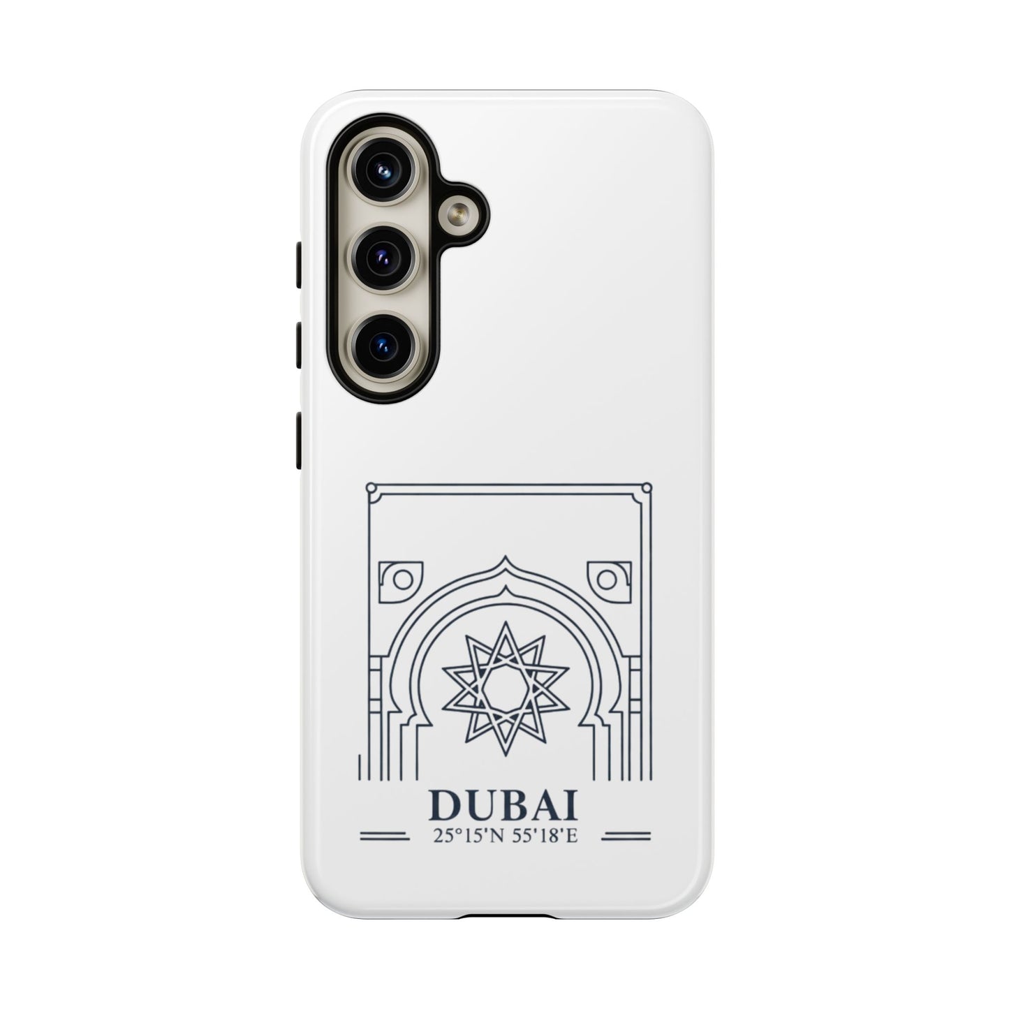 Dubai Architectural Phone Case — Minimal Souvenir Travel Design with Coordinates