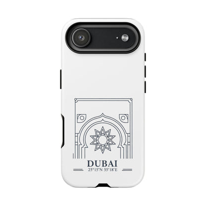 Dubai Architectural Phone Case — Minimal Souvenir Travel Design with Coordinates