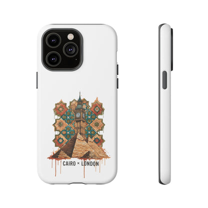 Cairo × London Phone Case — Vintage Mosaic Pyramids & Big Ben Travel Design