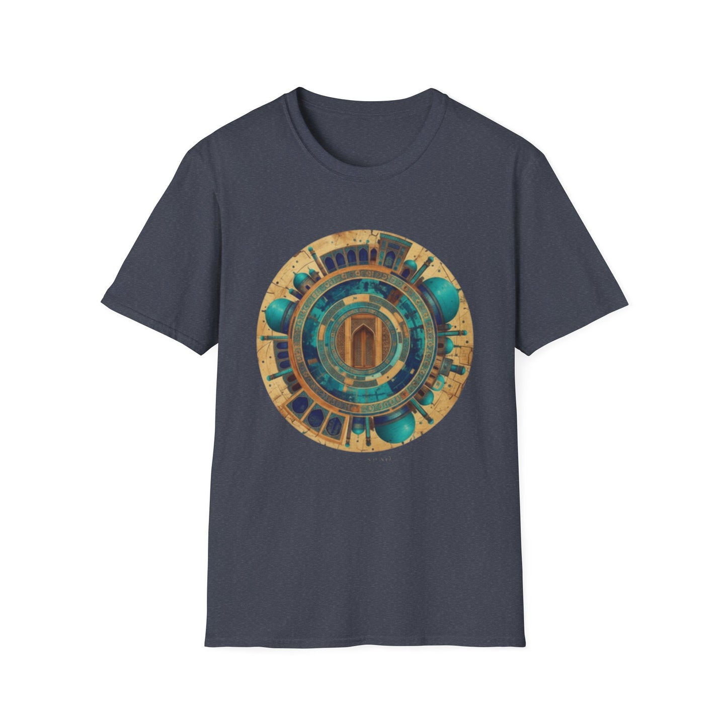 Sacred Geometry Mandala T-Shirt — Teal & Gold Spiritual Art Tee