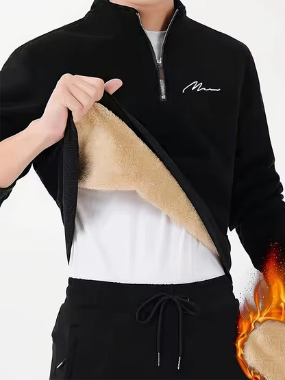 Men's Quarter Zip Lined Thick Warm Top