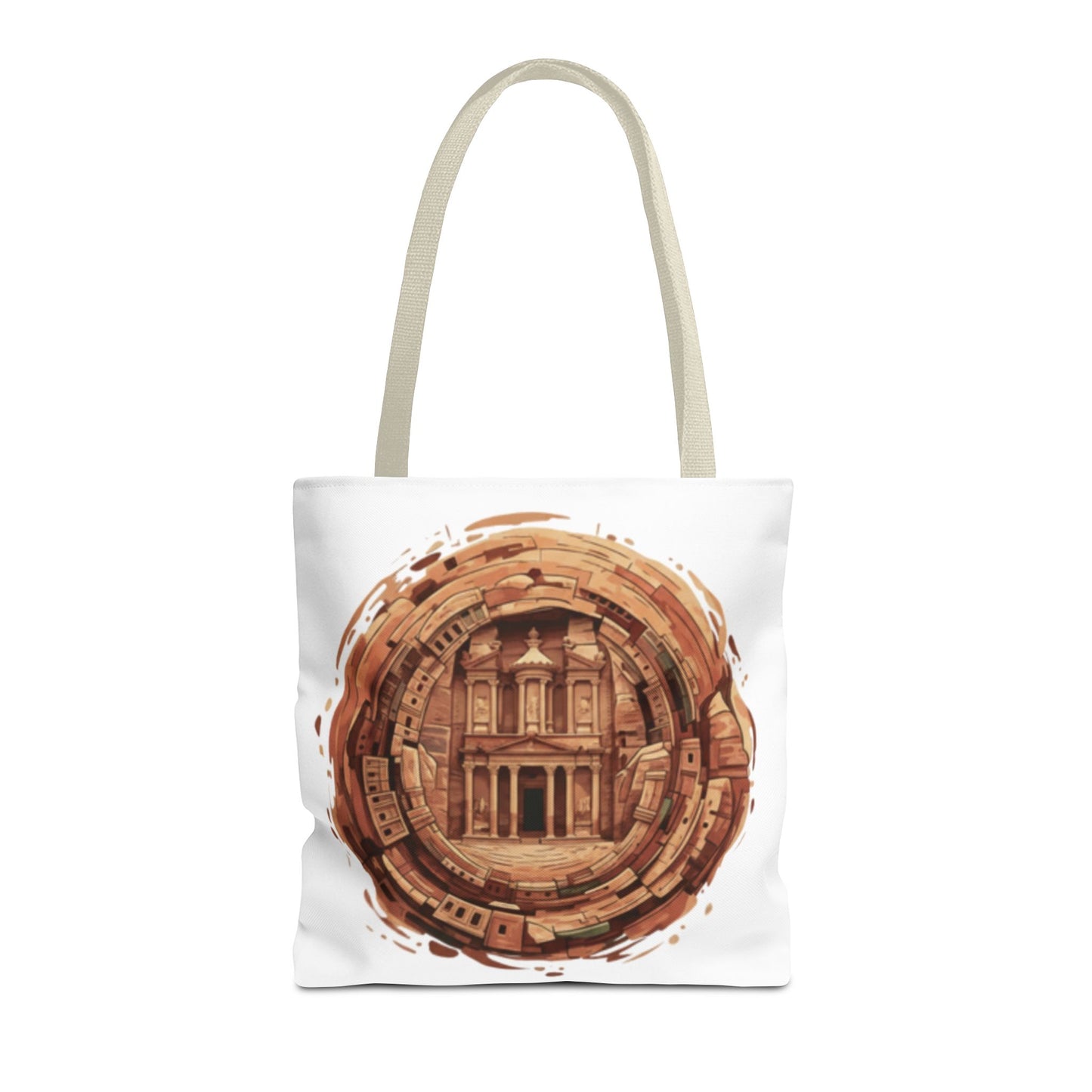 Petra Circle Art Tote Bag — Ancient Rose Sandstone Illustration