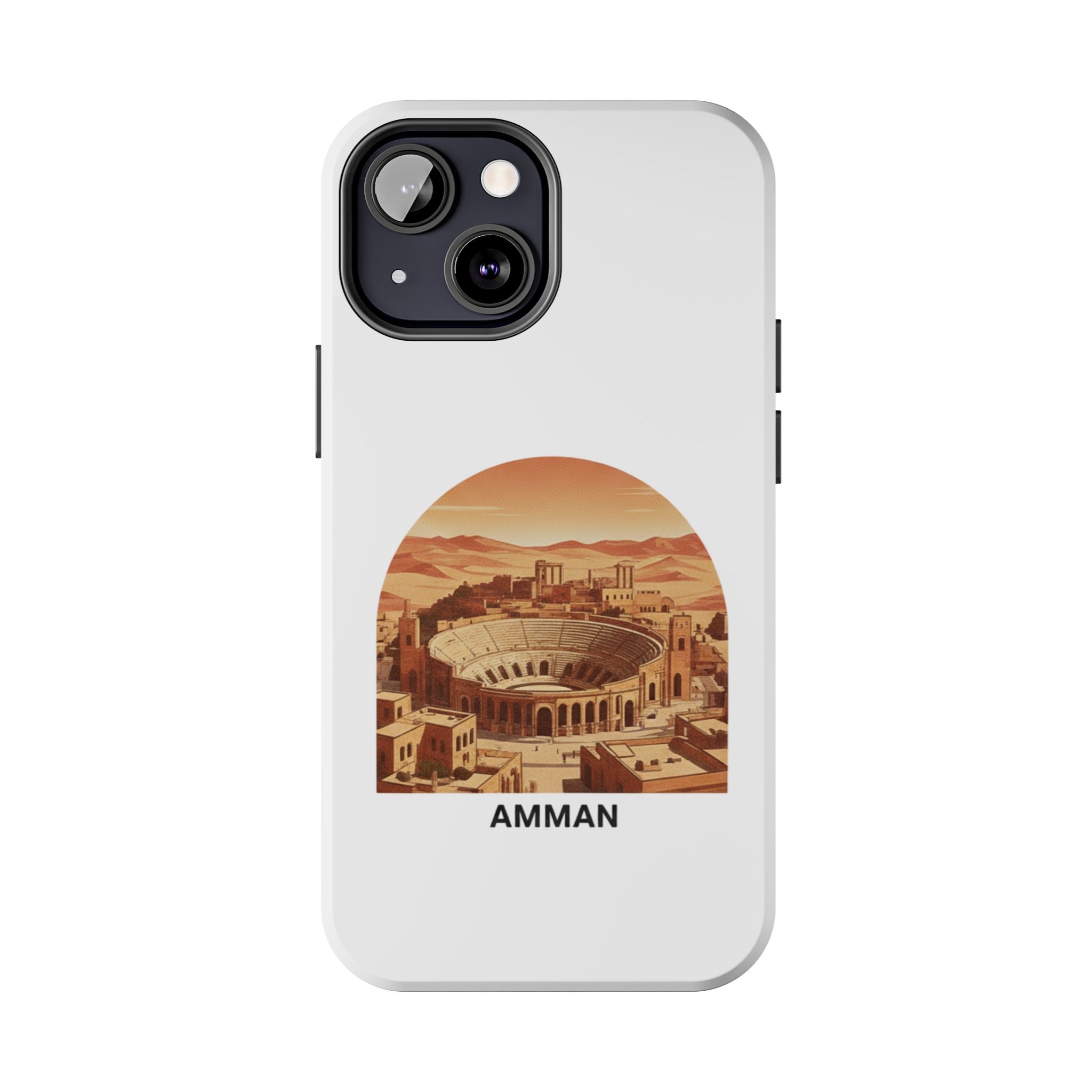 Amman Coliseum Tough Phone Case — Vintage Desert Cityscape Protective Cover