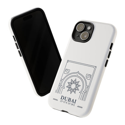 Dubai Architectural Phone Case — Minimal Souvenir Travel Design with Coordinates
