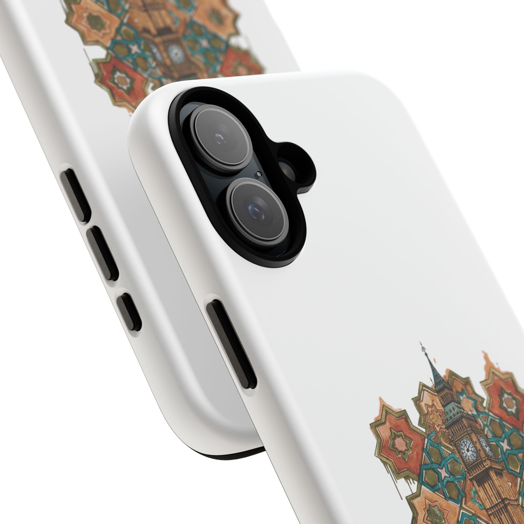 Cairo × London Phone Case — Vintage Mosaic Pyramids & Big Ben Travel Design