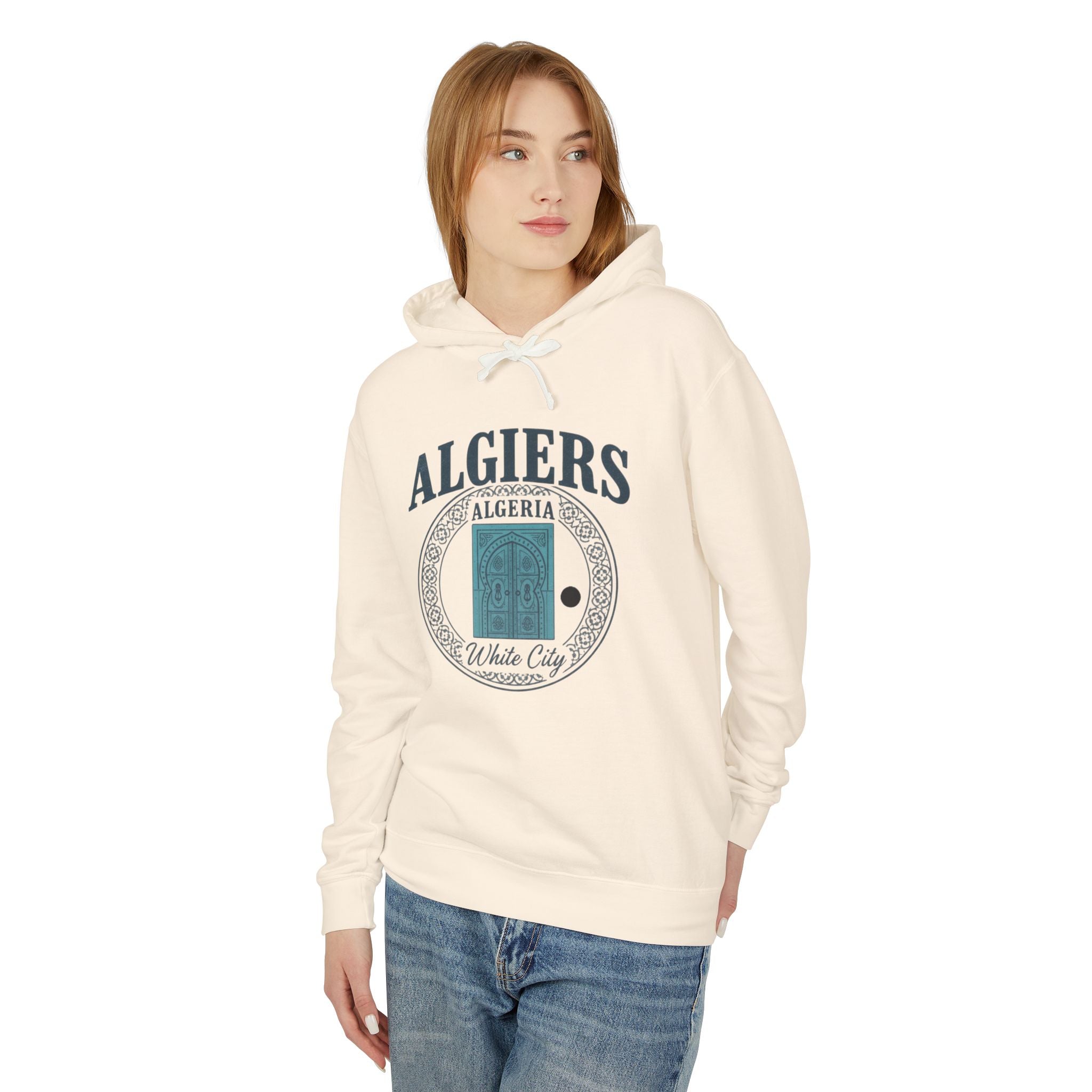 Algiers Algeria Vintage Door Hoodie — White City Travel Sweatshirt