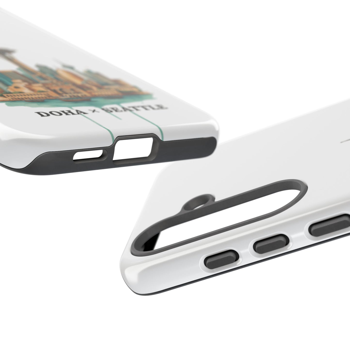 Coque de téléphone résistante Doha x Seattle Skyline — Protection pour téléphone inspirée de la ville