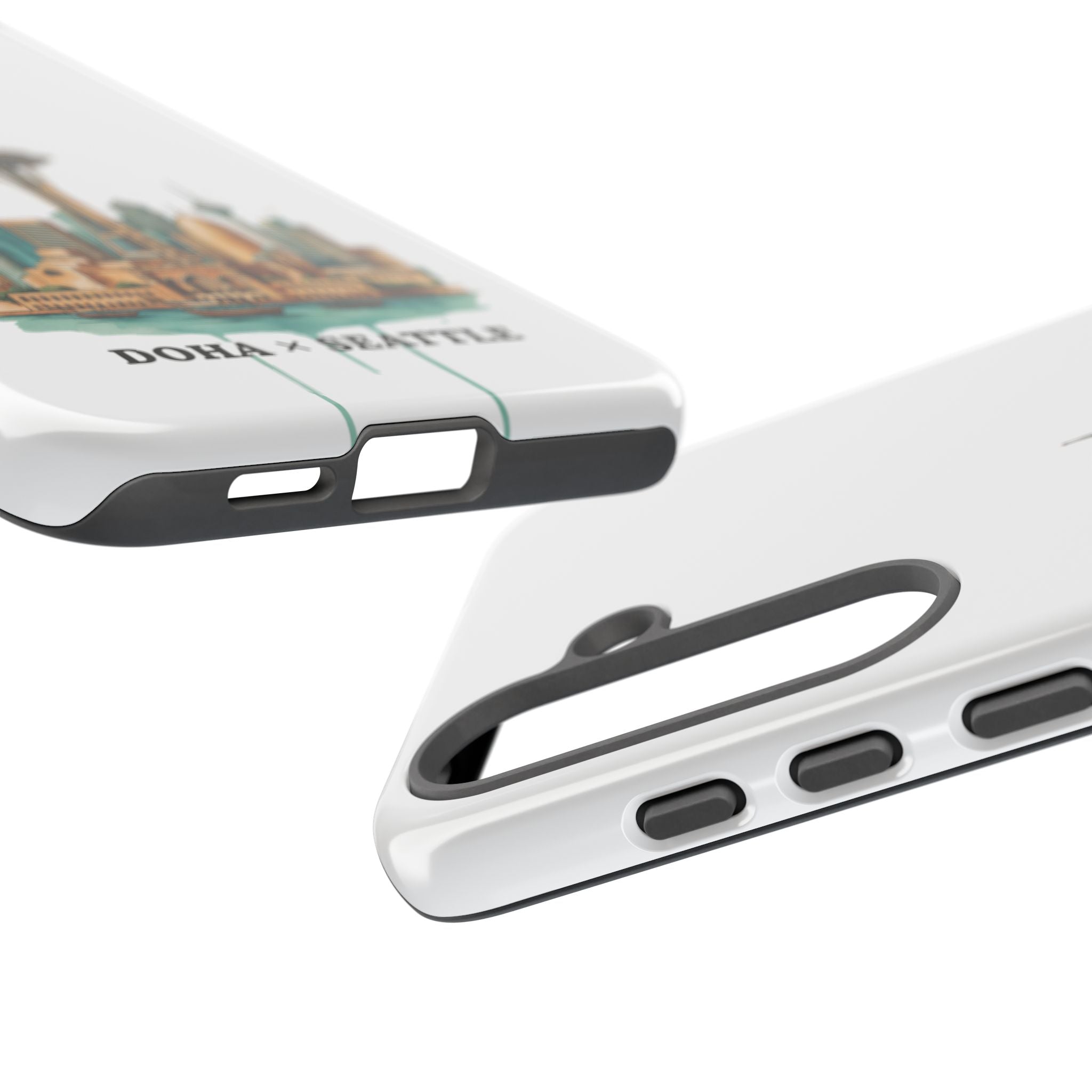 Doha x Seattle Skyline Tough Phone Case — Cityscape Protective Phone Cover