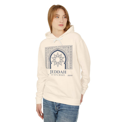 Jeddah Architectural Hoodie — Middle Eastern Geometric Travel Pullover