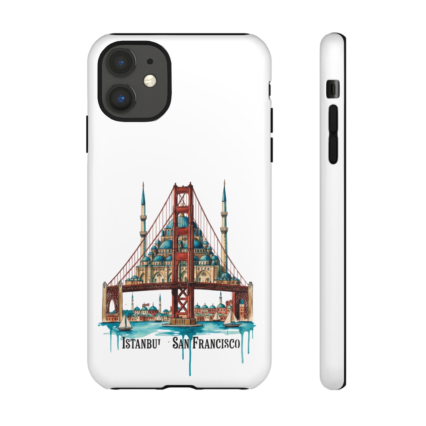 City Bridge Phone Case — Istanbul × San Francisco Illustrated Travel Design