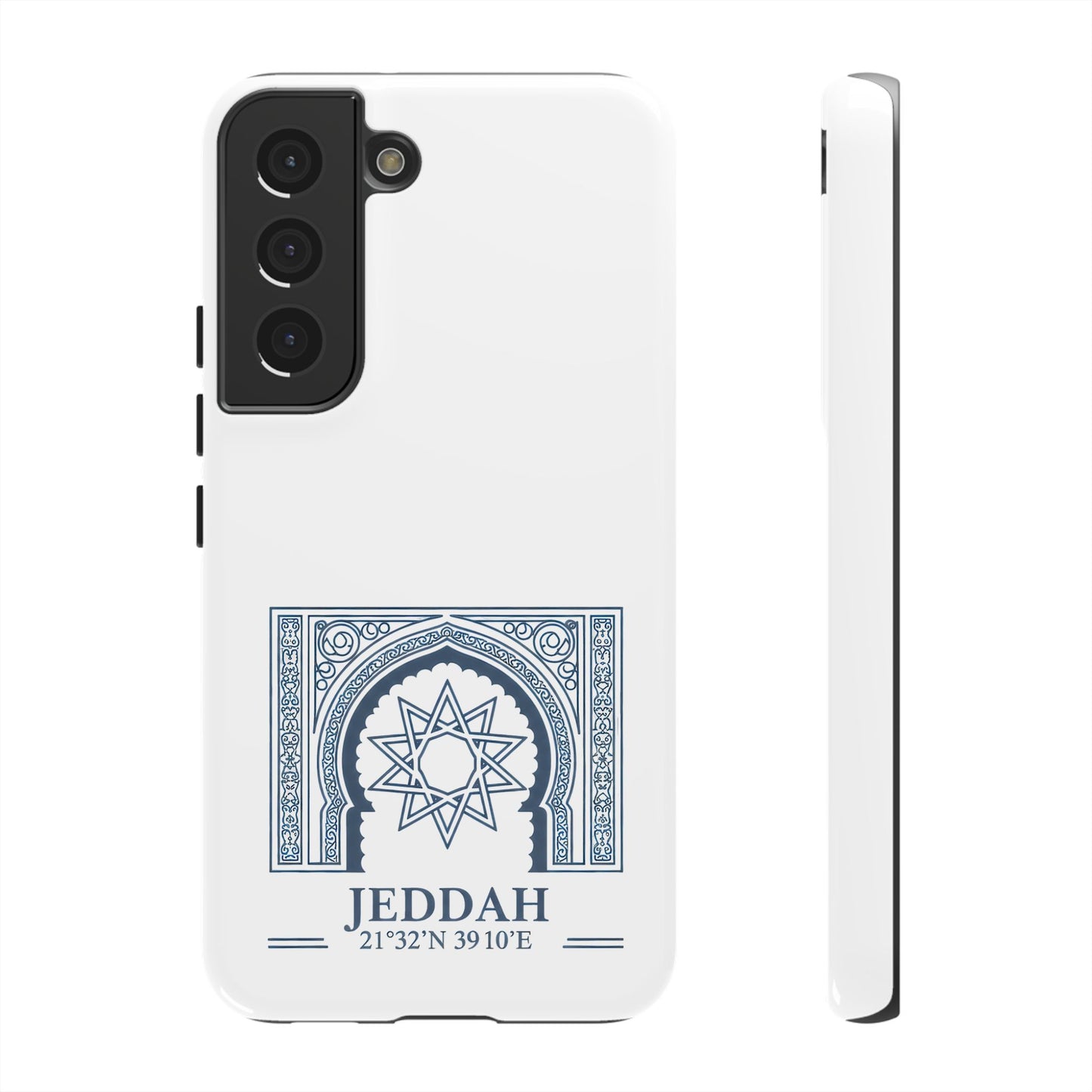 Jeddah Coordinates Phone Case — Blue Islamic Arch Travel Souvenir