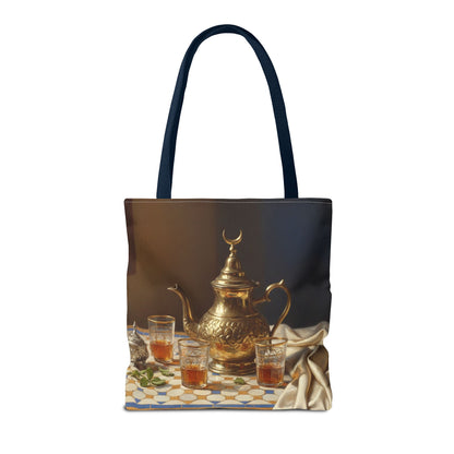 Moroccan Tea Set Tote Bag — Brass Teapot & Glasses AOP Tote