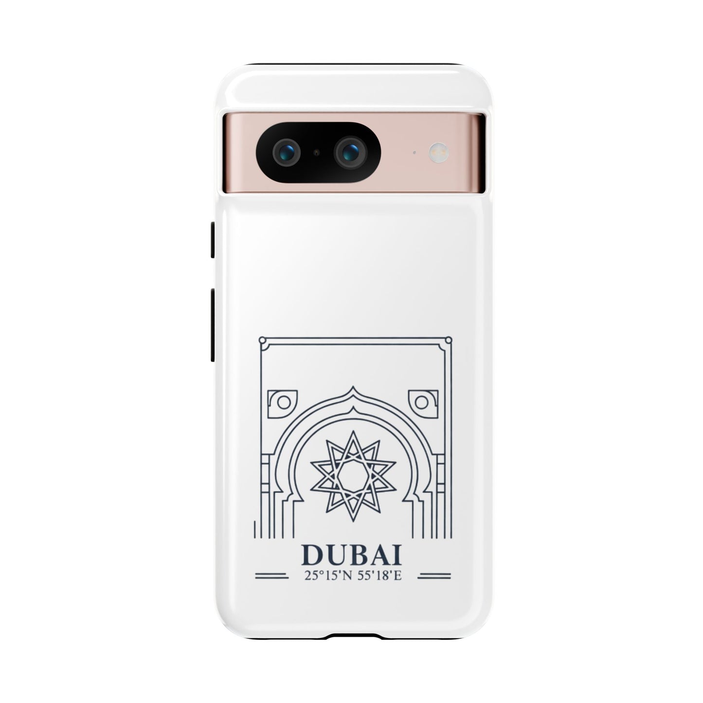 Dubai Architectural Phone Case — Minimal Souvenir Travel Design with Coordinates