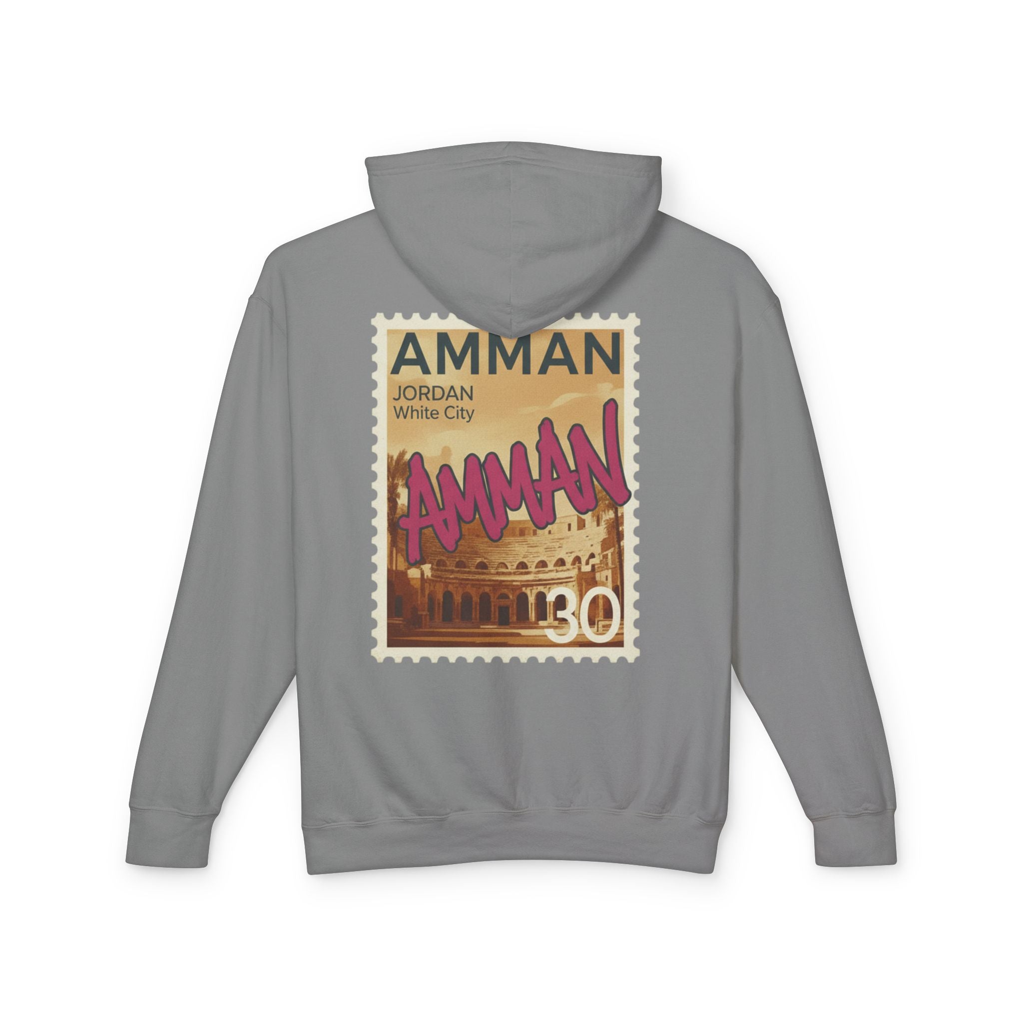 Amman Stamp Hoodie — Vintage Jordan Travel Graphic Sweatshirt