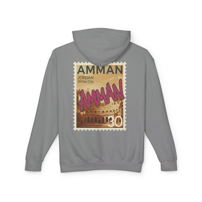 Amman Stamp Hoodie — Vintage Jordan Travel Graphic Sweatshirt