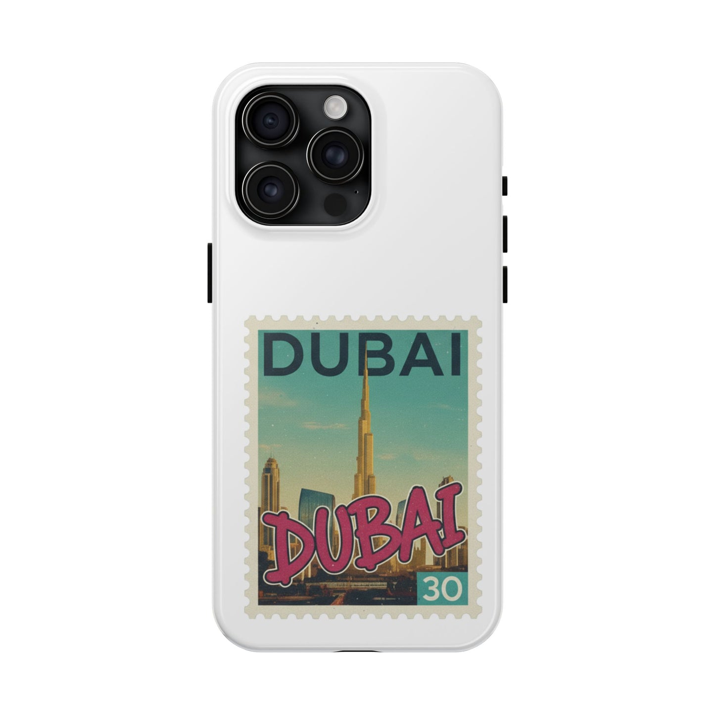 Coque de téléphone motif timbre-poste de Dubaï — Coque iPhone résistante inspirée du voyage