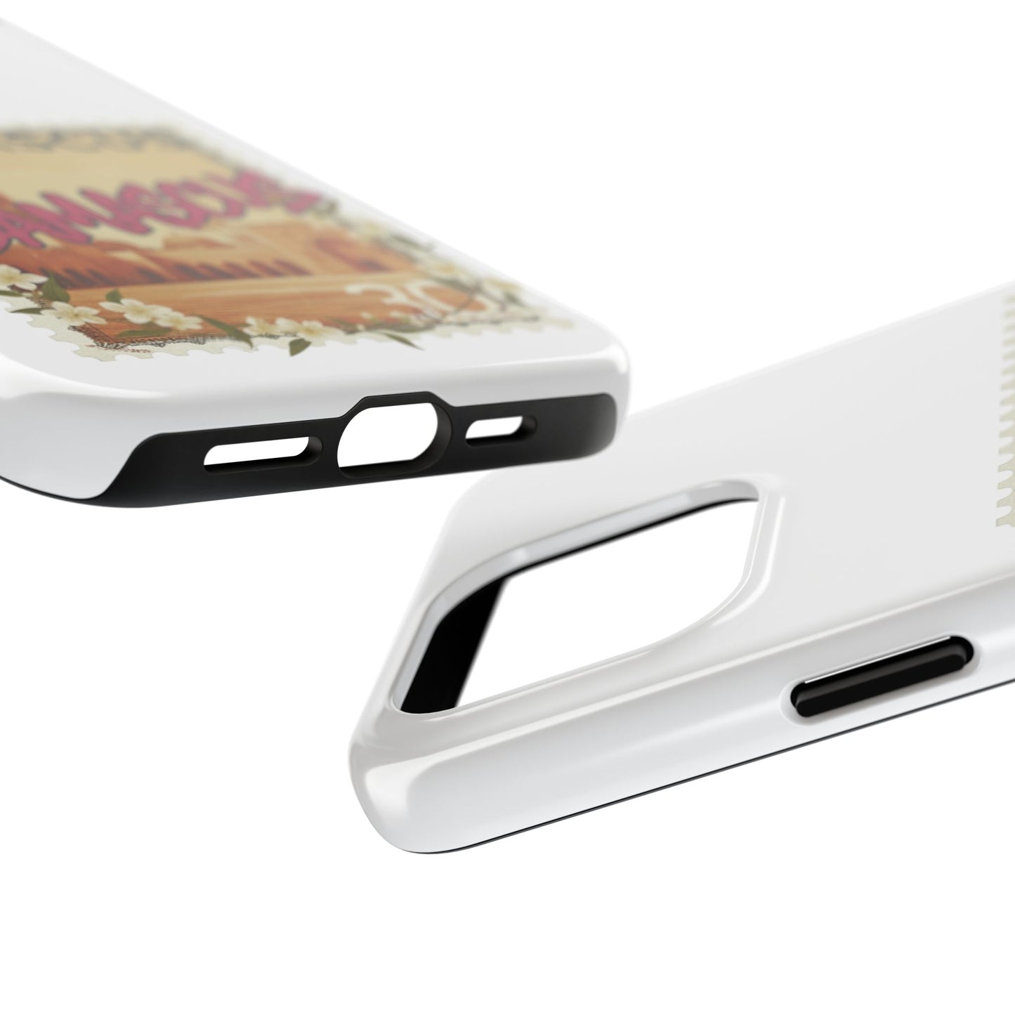 Étui de téléphone résistant à motif de timbres vintage Damas — Coque de téléphone rétro pour voyage