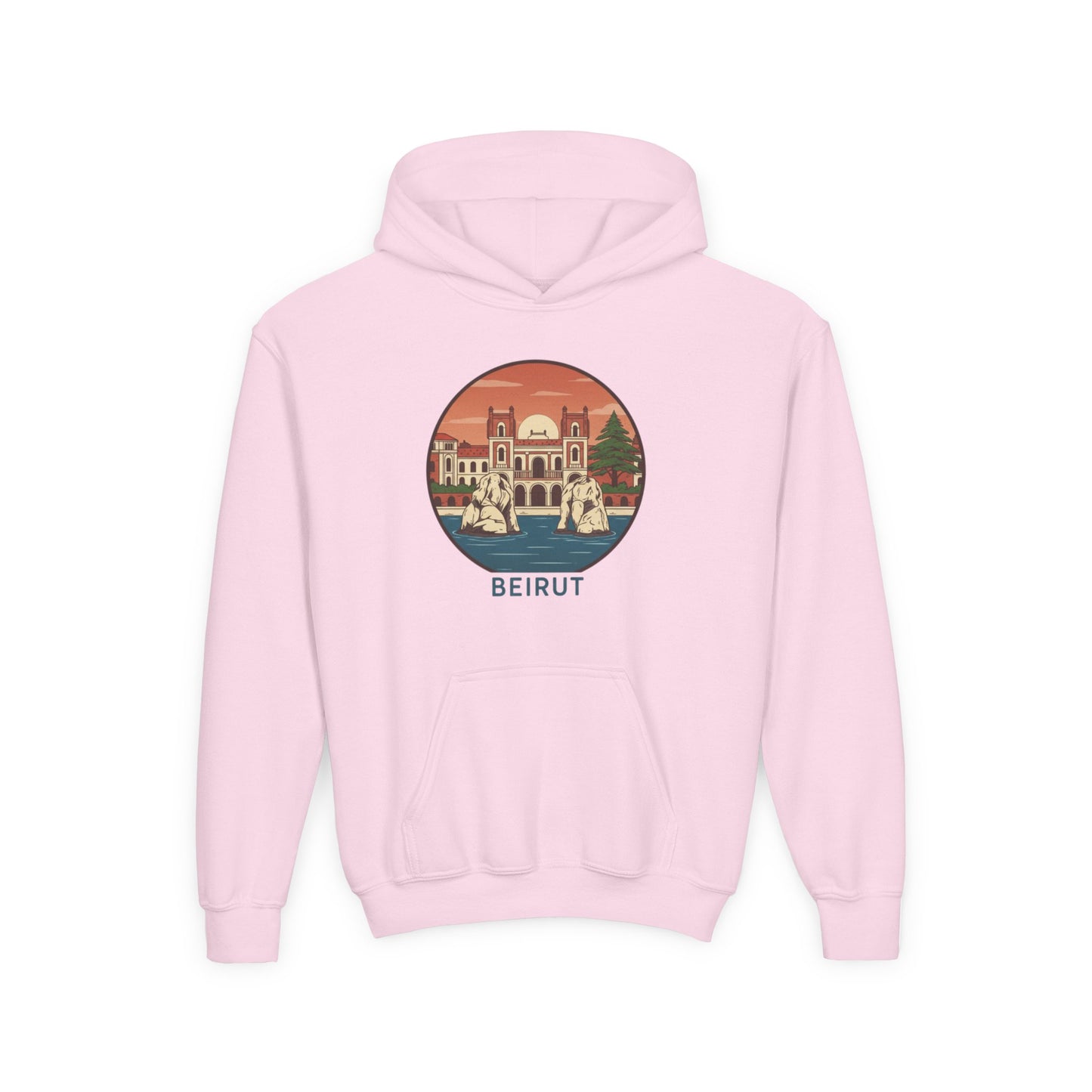 Beirut Skyline Youth Hoodie - Vintage City Illustration