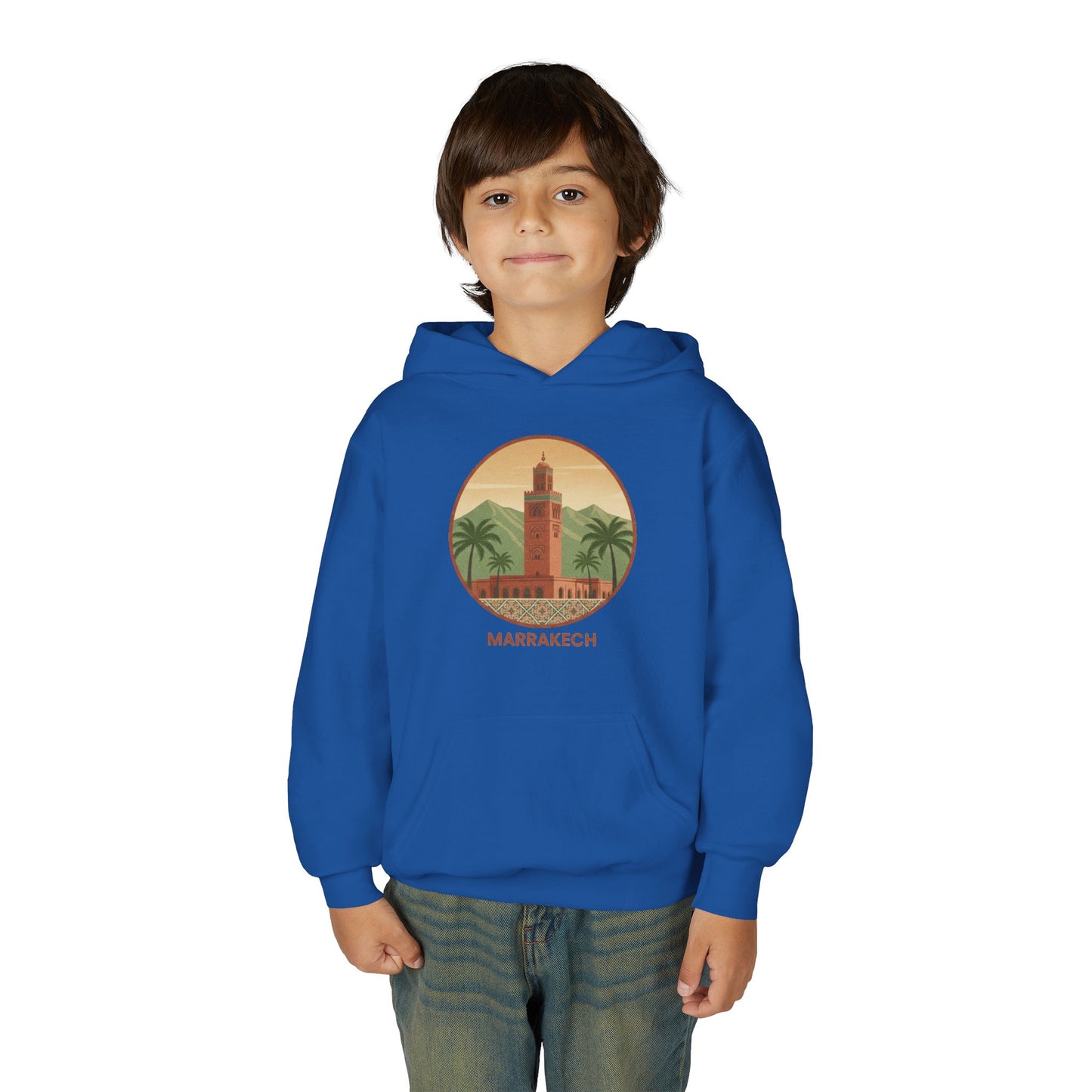 Marrakech Youth Hoodie – Vintage Palm Sunset Travel Sweatshirt