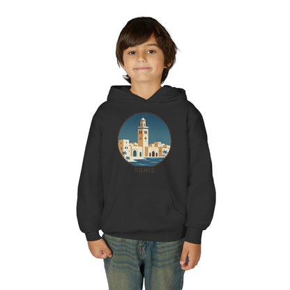 Tunis Youth Hoodie — Retro Tunis Cityscape Sweatshirt