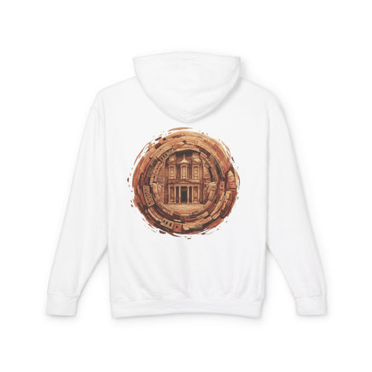 Petra Circular Watercolor Hoodie — Ancient Ruins Travel Sweatshirt