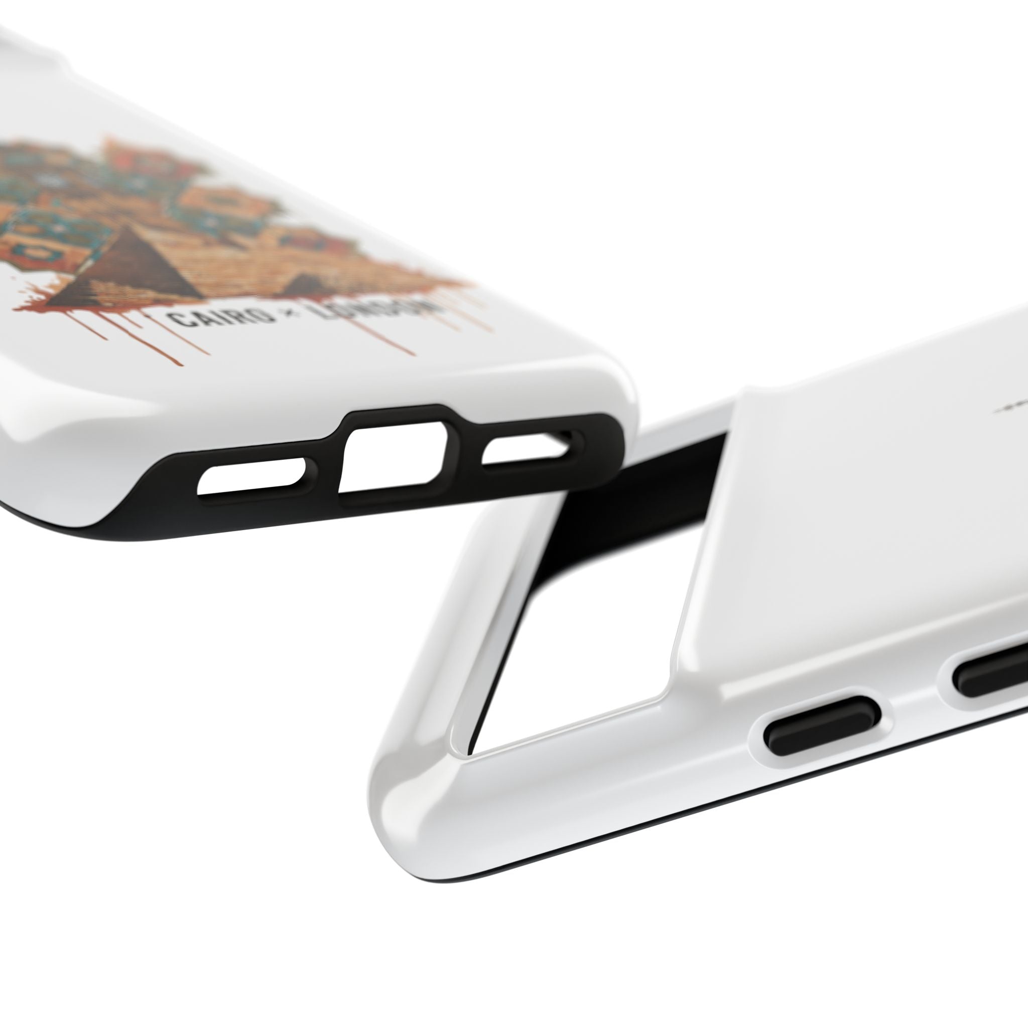 Cairo × London Phone Case — Vintage Mosaic Pyramids & Big Ben Travel Design