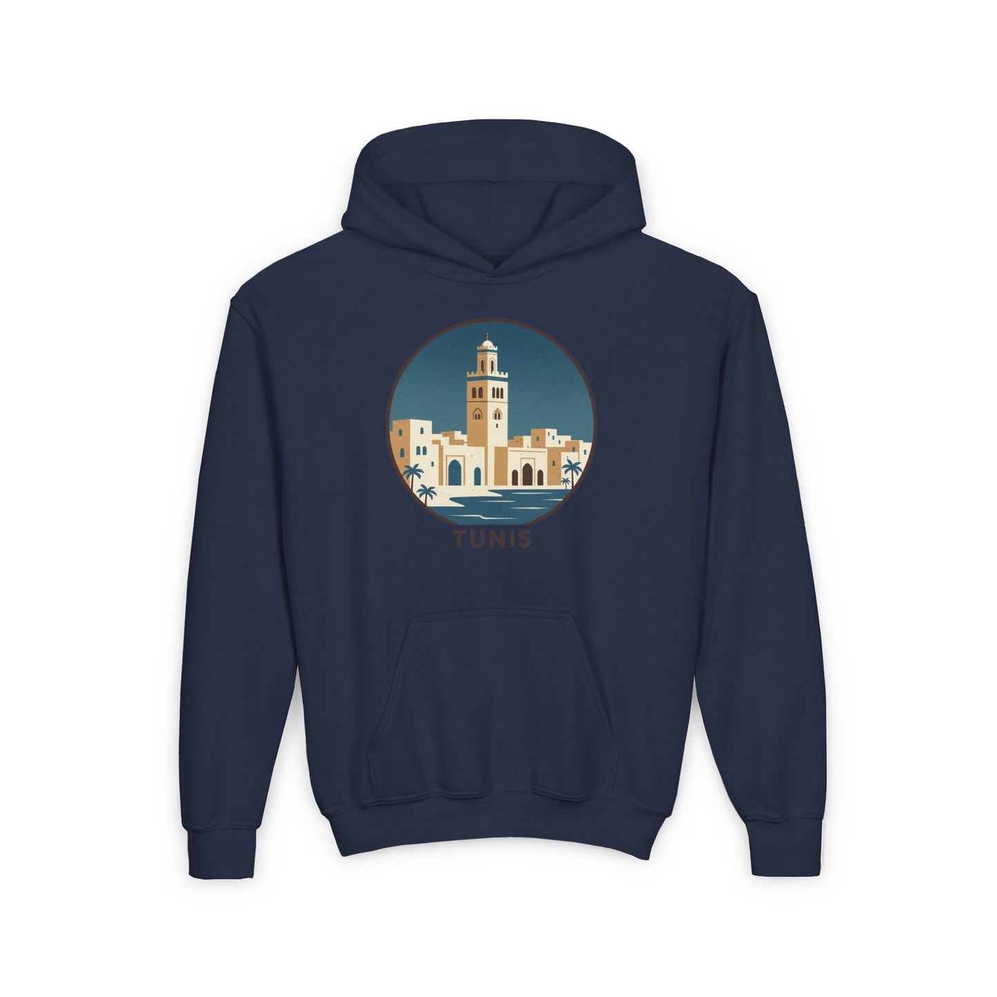 Tunis Youth Hoodie — Retro Tunis Cityscape Sweatshirt