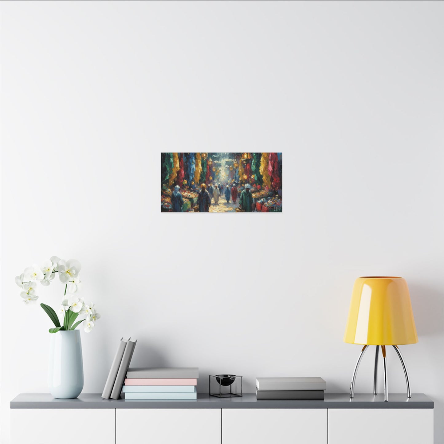 Middle Eastern Market Matte Canvas Wall Art — Colorful Bazaar Street Scene