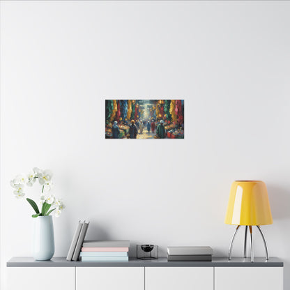 Middle Eastern Market Matte Canvas Wall Art — Colorful Bazaar Street Scene