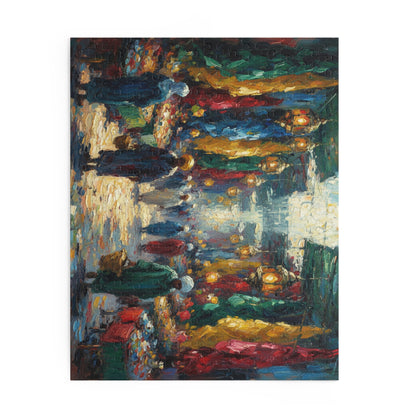 Marketplace Evening Street Puzzle — 120/252/500-Piece Scenic Jigsaw
