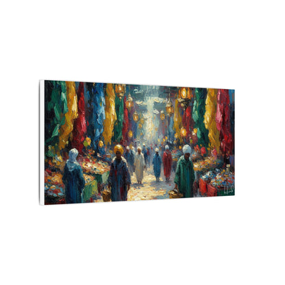 Middle Eastern Market Matte Canvas Wall Art — Colorful Bazaar Street Scene