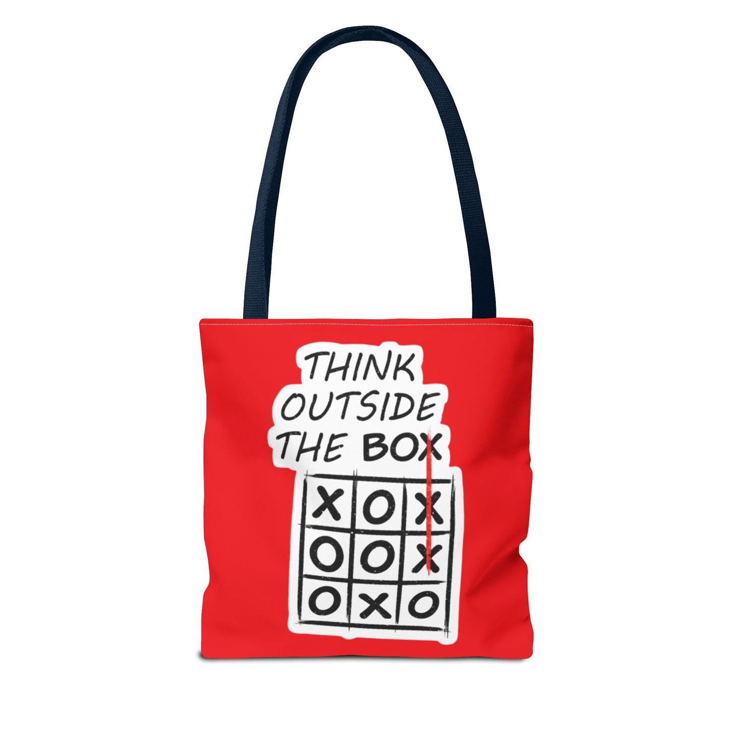 Think Outside the Box Tote Bag — Red Tic-Tac-Toe Motivational Canvas Tote