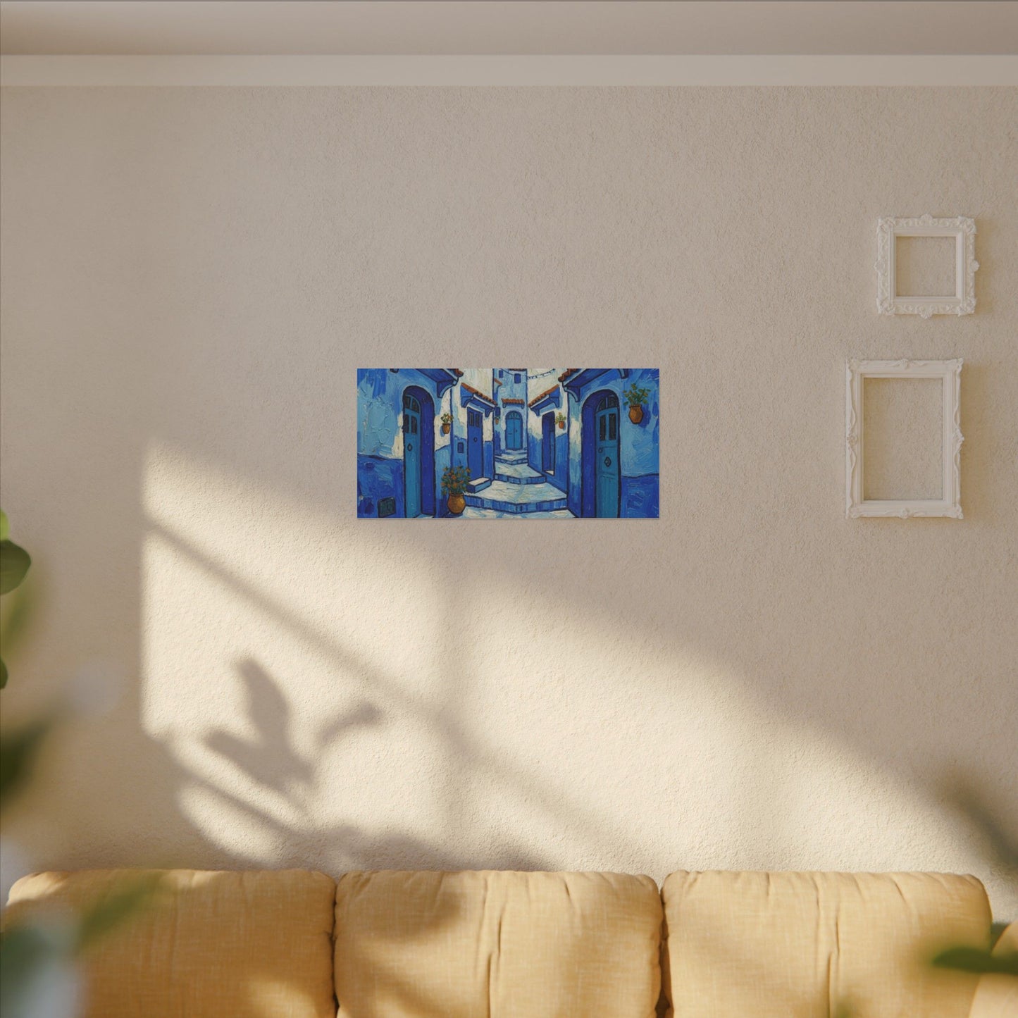 Mediterranean Blue Alley Canvas Print — Stretched Matte Wall Art