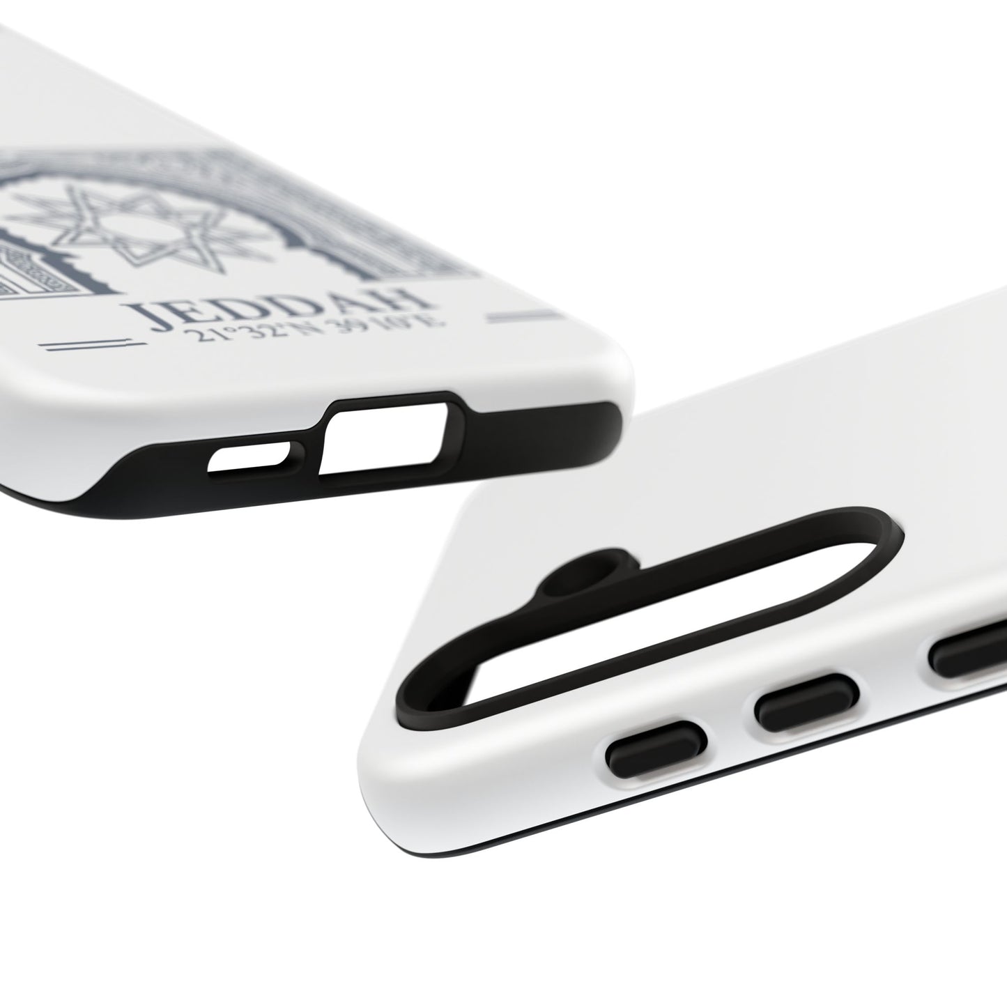 Jeddah Coordinates Phone Case — Arabic Arch Geometric Design