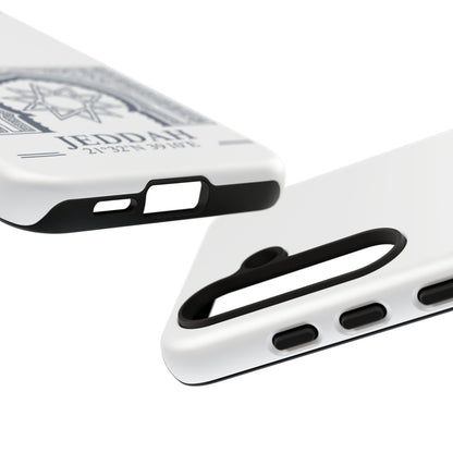 Jeddah Coordinates Phone Case — Arabic Arch Geometric Design