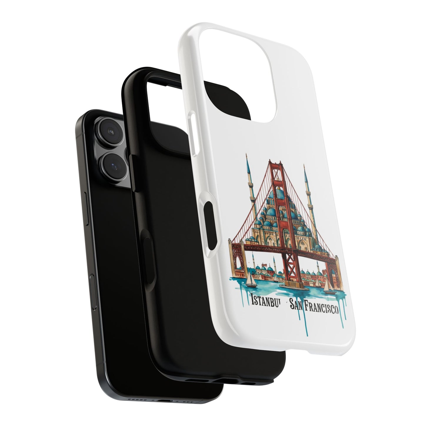 City Bridge Phone Case — Istanbul × San Francisco Illustrated Travel Design