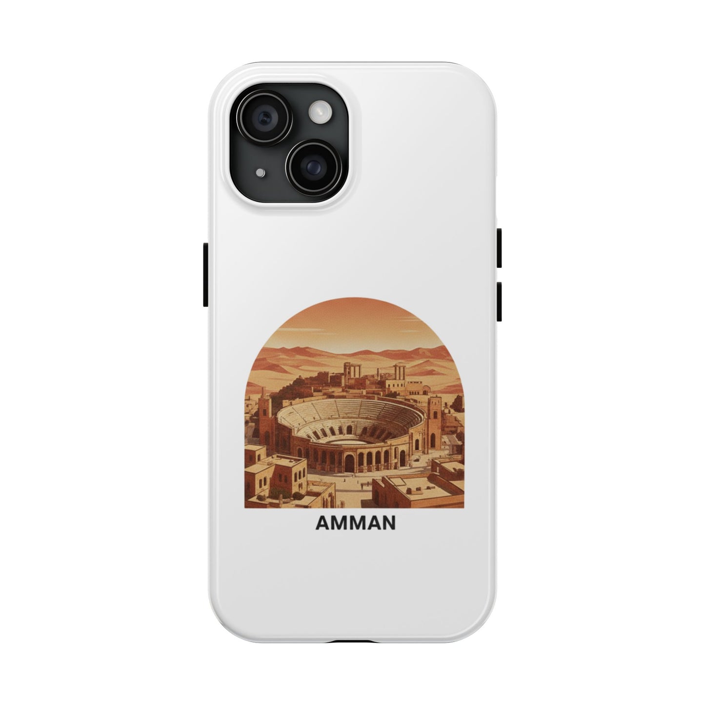 Amman Coliseum Tough Phone Case — Vintage Desert Cityscape Protective Cover