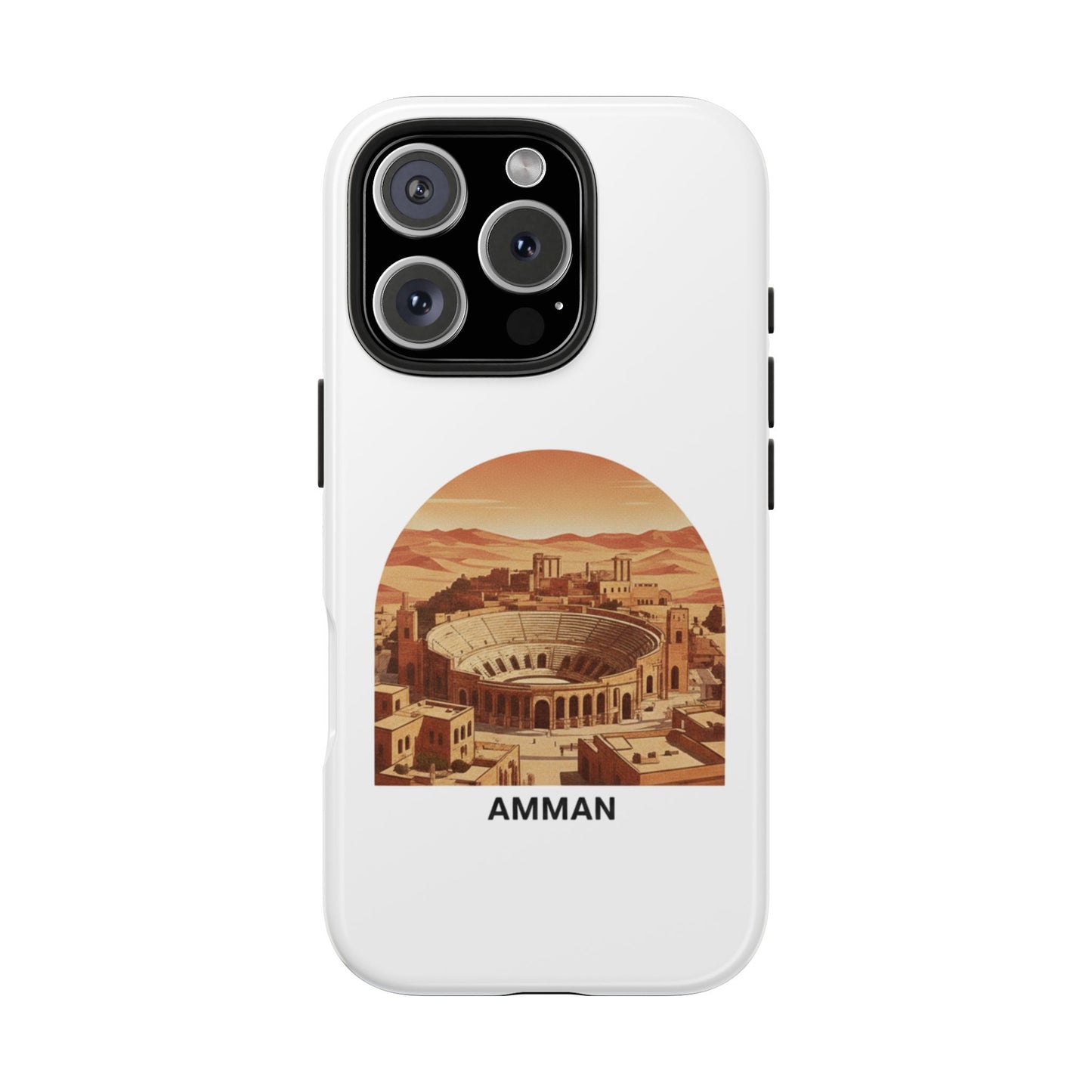 Amman Coliseum Tough Phone Case — Vintage Desert Cityscape Protective Cover