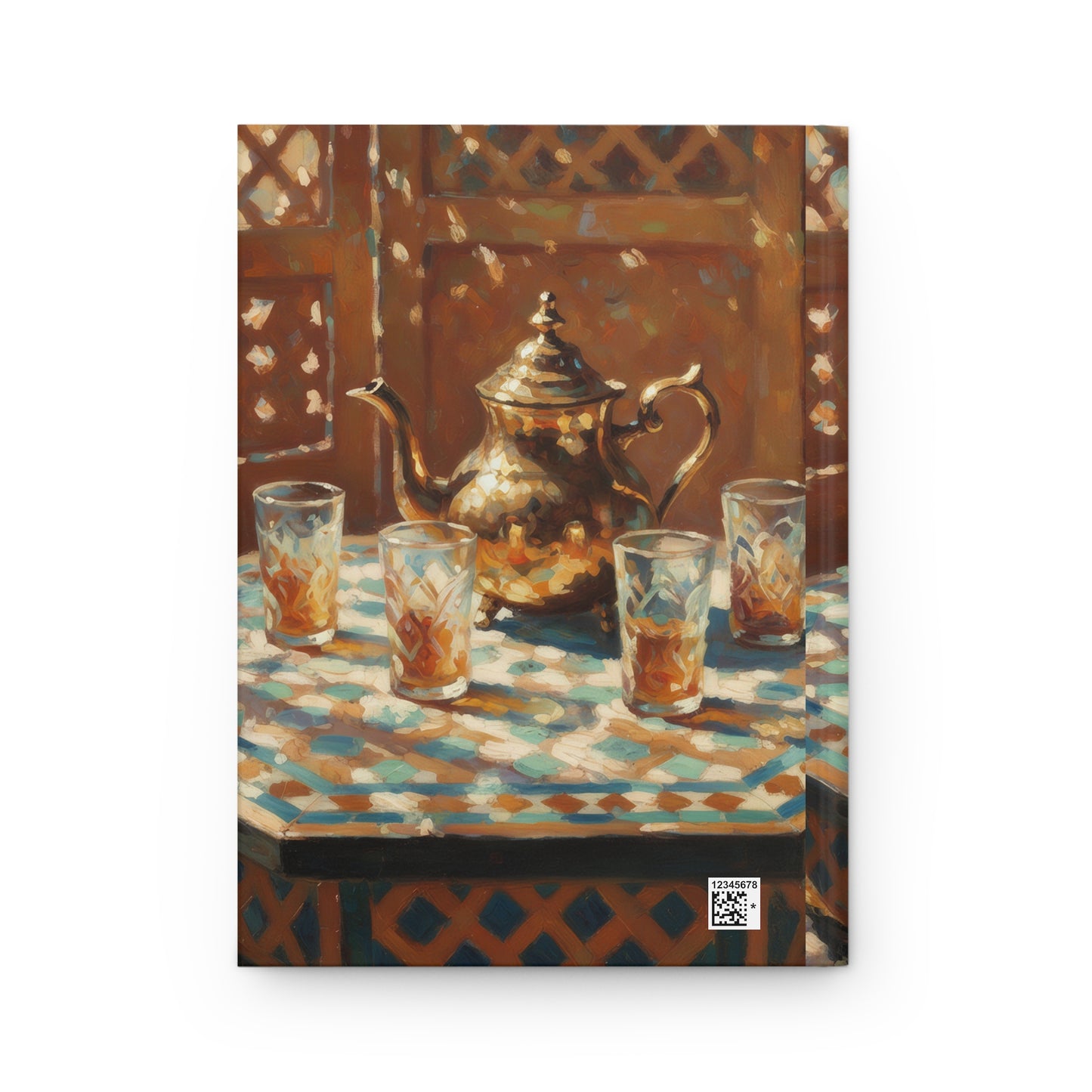 Moroccan Tea Set Hardcover Journal — Vintage Teapot & Glasses Notebook