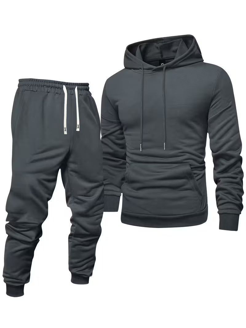 Men’s Hooded Sweatshirt and Sweatpants Set for Spring and Autumn