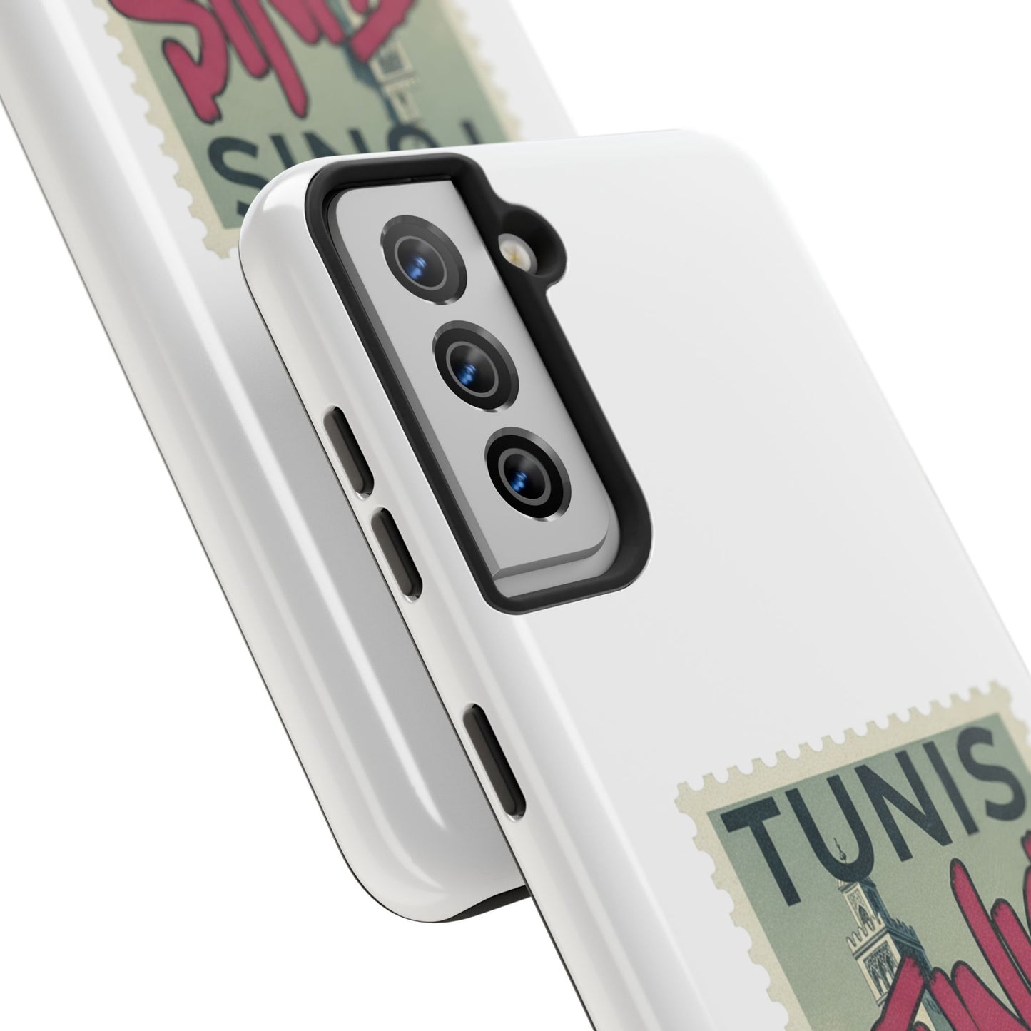 Coque de téléphone résistante à motif timbre vintage de Tunis — Étui de téléphone rétro pour voyage en Tunisie