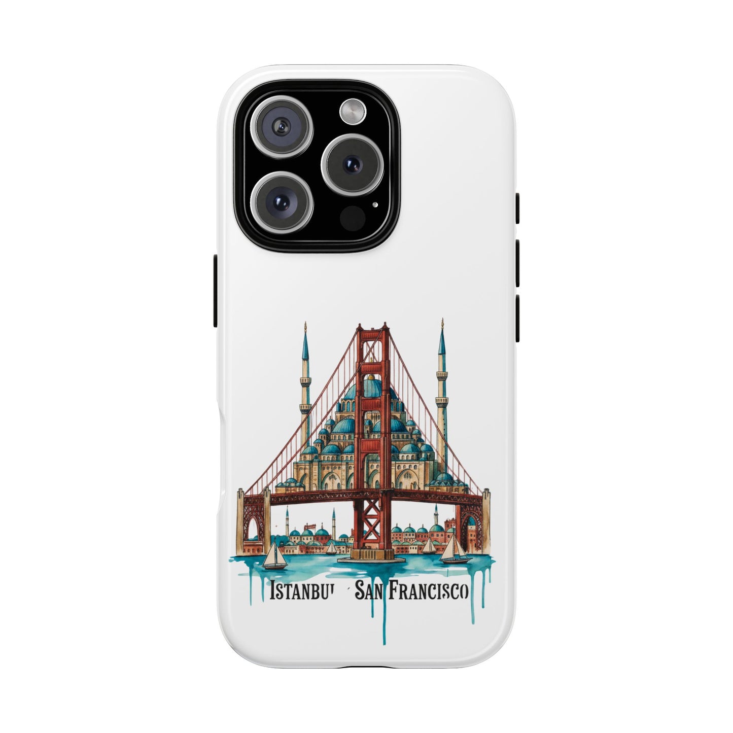 City Bridge Phone Case — Istanbul × San Francisco Illustrated Travel Design