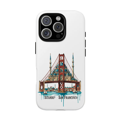 City Bridge Phone Case — Istanbul × San Francisco Illustrated Travel Design
