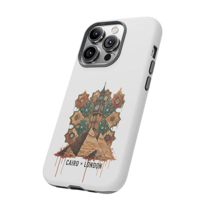 Cairo × London Phone Case — Vintage Mosaic Pyramids & Big Ben Travel Design