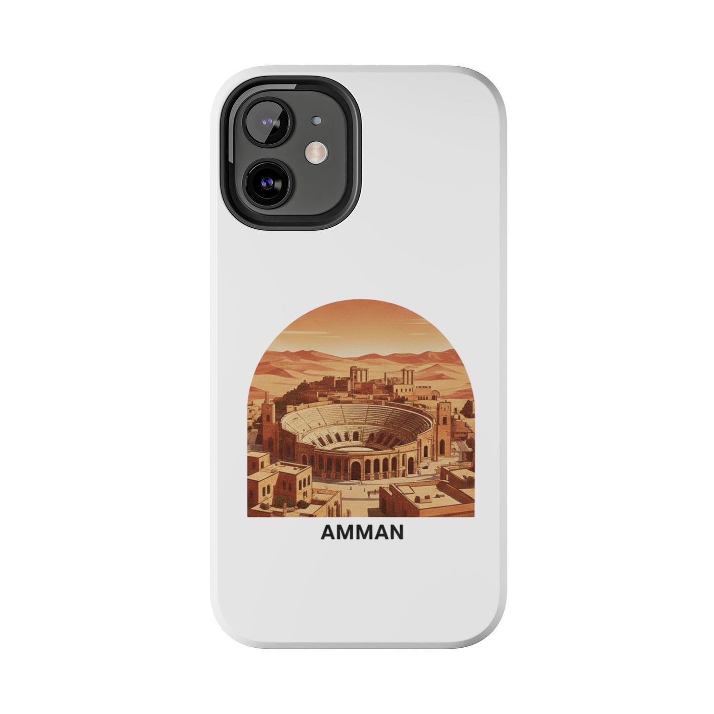 Amman Coliseum Tough Phone Case — Vintage Desert Cityscape Protective Cover